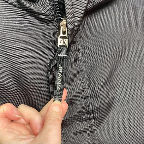 VINTAGE Calvin Klein Windbreaker Jacket Coat Pullover black XXL Hooded Pockets - Picture 3 of 7